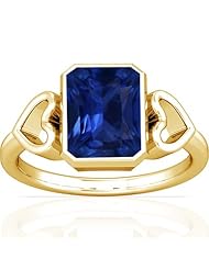 14K Yellow Gold Emerald Cut Blue Sapphire Womens Astrological Ring
