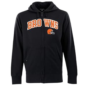 NFL Men's Cleveland Browns Split Applique Full Zip Hood (Black, Medium)
