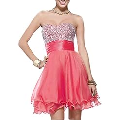Sweetheart Empire   Waistline Chiffon/Satin Cocktail Short Backless Sequined Beaded Lace-Up Evening Dress/Homecoming Dress/Prom Dress/Wedding Party Dress 