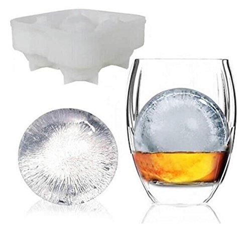 Drhob 1pcs New Design 4 Hole Ice Cube Ball Drinking Wine Tray Brick Round Maker Mold Sphere Mould Party Bar Silicone Ice Hockey Maker（Color:clear）
