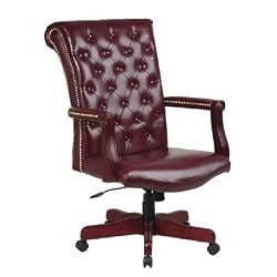Traditional Executive Leather Office Chair with Padded Arms