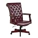 Traditional Leather Executive Chair with Padded Arms Leather: Soft Oxblood