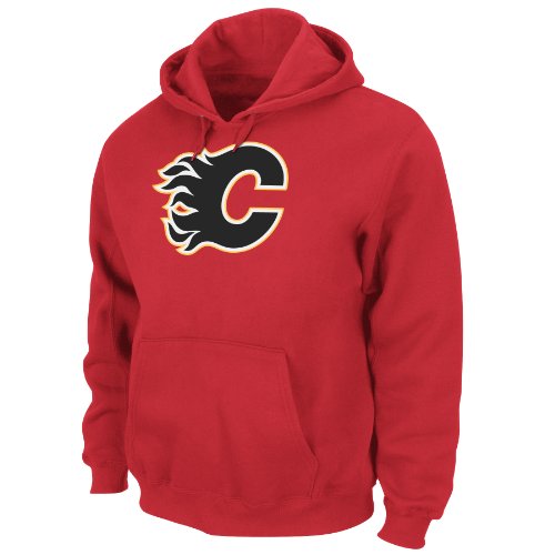 NHL Men's Calgary Flames Heat Seal Long Sleeve Hooded Fleece Pullover (Athletic Red, XX-Large)