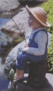 Cobraco 15" Fishing Boy Poly Resin Statue