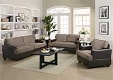 CALEB SOFA LOVESEAT CHAIR TAUPE MICROFIBER PLUSH