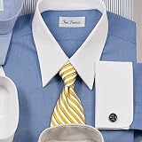 Solid Cotton Pinpoint Oxford White Collar and White French Cuff Dress Shirt