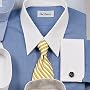 Solid Cotton Pinpoint Oxford White Collar and White French Cuff Dress Shirt