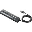 ELECOM USB2.0HUB �ʃX�C�b�`�t �Z���t�p���[ 7�|�[�g 2m �u���b�N U2H-TZS720SBK