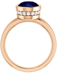 14K Rose Gold 10.00x8.00mm Oval Cut Chatham Created Sapphire and Diamond Ring -- LIFETIME WARRANTY