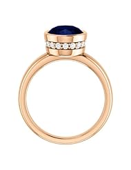 18K Rose Gold 10.00x8.00mm Oval Cut Chatham Created Sapphire and Diamond Ring -- LIFETIME WARRANTY