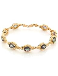 10k Yellow Gold Oval Mystic Topaz Vintage Design Bracelet