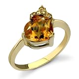 Striking Sophistication 1.62 cts Heart Shape Citrine Diamond Ring 14Kt Yellow Gold