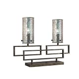 Twin Two Light Table Lamp in Hand Painted Antique Brass