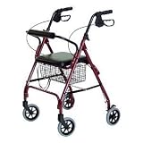 Rollator Deluxe Burgundy, Folding, Light and Sturdy Rolling Walker