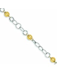 Genuine 14K Two-Tone Bead Bracelet 7.25 Inches 2 Grams Of Gold 100% Satisfaction Guaranteed.