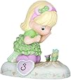 Precious Moments, Birthday Gifts, "Growing In Grace, Age 3", Bisque Porcelain Figurine, Blonde Girl, #142012