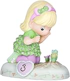 Precious Moments, Birthday Gifts, "Growing In Grace, Age 3", Bisque Porcelain Figurine, Blonde Girl, #142012