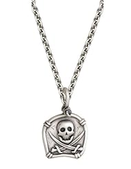 Pirate Skull- No Quarter Given Sterling Silver With 18 Inch Stainless Steel Chain
