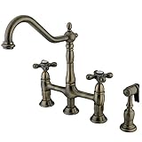 Kingston Brass KS1273AXBS Heritage Kitchen Faucet with Brass Sprayer, 8-3/4-Inch, Vintage Brass by K