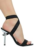 Hot Sexy Chic Elastic Banded Stilleto with Wrap Ankle Strap from Hot Fash Shoes - MISIA Black