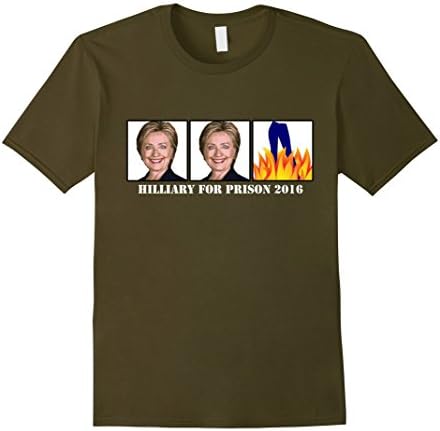 Men's Liar Liar Pants On Fire Hillary For Prison T-shirt Hilliary Large Olive