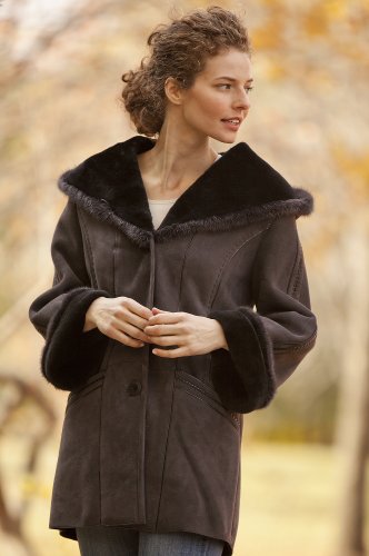 Womens Larkspur Hooded Shearling Sheepskin Coat