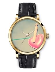SPRAWL Aanalog Fashion Series Gold Ladies Watches of Genuine Black Leather Strap,Unique Wrist Watch for Women Girls Designed with hanging heart