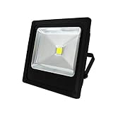 LED投光器 超薄型 50W 500W相当 【電球色 3000K】 広角120度 防水加工 3mコード付き [本体カラー：ブラック/黒]