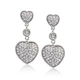 1.00 ct. t.w. Diamond Heart Earrings In 14kt White Gold