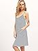 ROMWE Women's Striped Loose Spaghetti Strap Sundress Sleeveless Pockets Dress