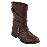 Brinley Co Womens Faux Leather Buckle Boot