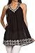 Sakkas Tyra Sequin Embroidered Relaxed Fit Sleeveless V-Neck Top