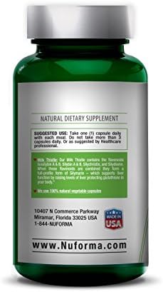 Pure Milk Thistle Seed Powder -Raw Non-GMO 30:1 Extract has 7 Essential Fatty Acids -Alcohol Free -60 Veggie Caps -200 mg -Optimal For Liver Protection, Cleanse, Detox &amp; Kidney Support*
