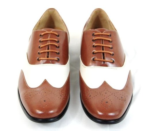 Majestic Dress Shoes Spectators Brown and Cream