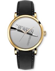 SPRAWL Aanalog Fashion Series Gold Ladies Watches of Genuine Black Leather Strap,Unique Wrist Watch for Women Girls Designed with Alphabet and pencil