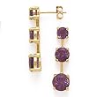 14K AMETHYST 3 STONE EARRINGS WITH POST AMTW=2.84CT