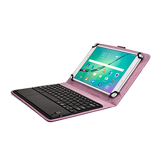 Samsung Galaxy Tab Pro 10.1 keyboard case, COOPER TOUCHPAD EXECUTIVE 2-in-1 Wireless Bluetooth Keyboard Mouse Leather Travel Cases Cover Holder Folio Portfolio + Stand SM-T520 T525 (Purple)