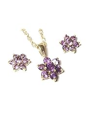 Peninsula Jewellery 9Ct Gold Amethyst Pendant And Earring Set