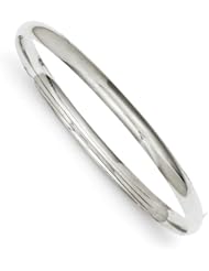 14k White Gold High Polished 4.0mm Hinged Bangle. Metal Wt- 5.11g