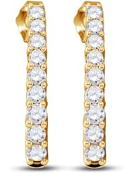 10K Yellow Gold Round Brilliant Cut Diamond - Channel Set Studs Earrings - (.53 cttw.)