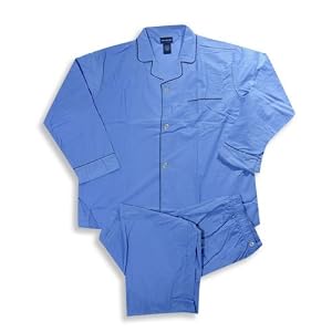 John Ashford - Mens Long Sleeve Broadcloth Pajamas, Blue, Navy