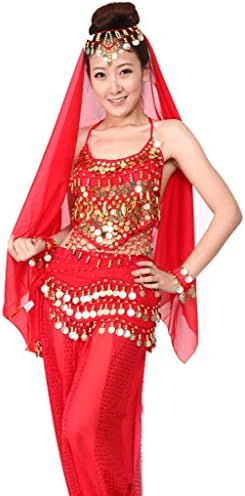 Children Sinkiang Indian Belly Dance Dress National Costumes (Red Pants S)