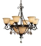 Uttermost 34" Inch Gianni 6+3 Lt Chandelier Oil Rubbed Espresso Finish w/ Crystal Details