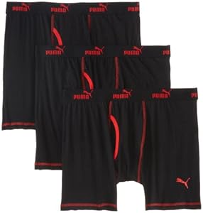 Puma Men's 3Pack Volume Boxer Brief, Black/Red, X-Large