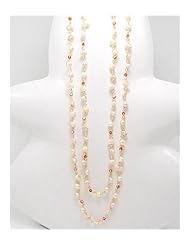 Peach (Natural) Japanese silk cord Fresh Water Pearl Necklace