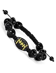 Swarovski Elements Pittsburgh Spirit Football & Onyx Macrame Bracelet
