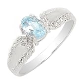 0.4ct Genuine Natural Sea Sapphire and Diamond 10k White Gold Ring