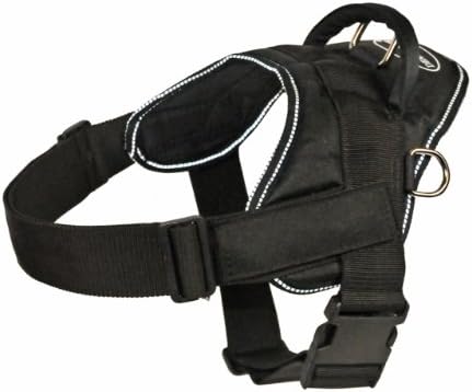 DT Fun Harness, Clear Patches, Black With Reflective Trim, Large - Fits Girth Size: 32-Inch to 42-Inch