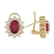 14K Yellow Gold Ruby and Diamond Earrings