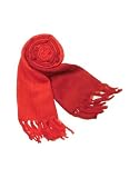 Basile Two-tone Silk and Cashmere Fringed Stole Red